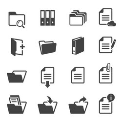 documents and folders black white glyph icons vector image