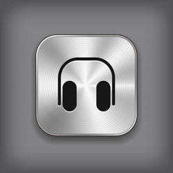 headphones icon - metal app button vector image