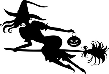 halloween witch silhouette on broom vector image