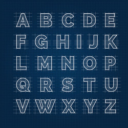 blueprint drafting alphabet vector image