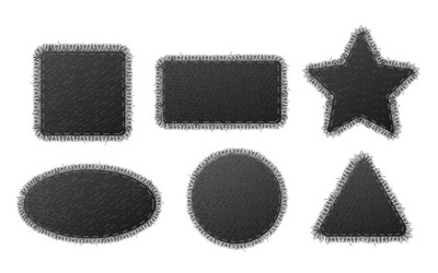 black denim patches and textile frames realistic vector image