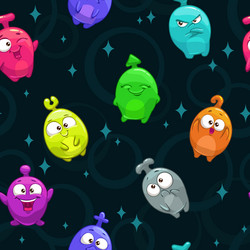 Seamless pattern with funny cartoon aliens vector