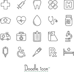 doodle medical icons vector image