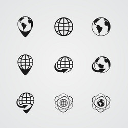 globe earth icons set vector image