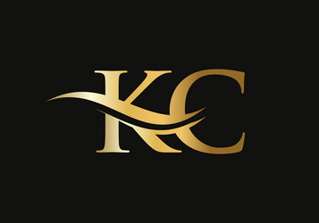 initial gold letter kc logo design vector image