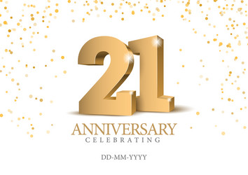 anniversary 21 gold 3d numbers vector image