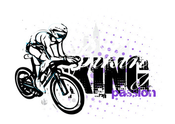 cycling on grungy background vector image