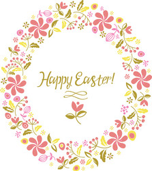 happy easter card flowers vector image