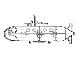 old submarine pop art vector image