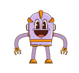 funny retro robot cartoon groovy droid character vector image