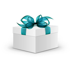 white square gift box with light blue ribbon vector image