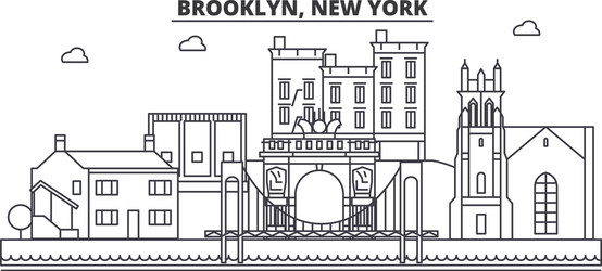 Brooklyn new york architecture line skyline vector