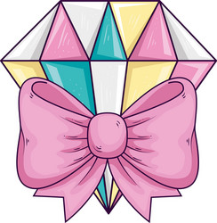 cute diamond jewelry with bow ribbon isolated icon vector image