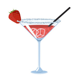 Strawberry daiquiri cocktail isolate on white vector