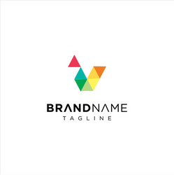 letter v logo pixel triangle geometric colorful vector image