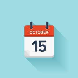 october 15 flat daily calendar icon date vector image