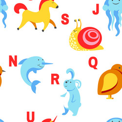 alphabet animals and letters study material vector image