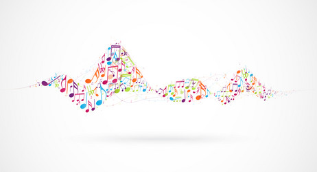 colorful music notes background isolated on white vector image