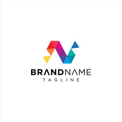 letter n logo pixel triangle geometric colorful vector image