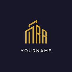 rr initial monogram with building logo design vector image