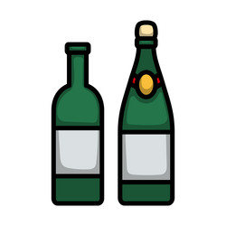 icon of wine and champagne bottles vector image