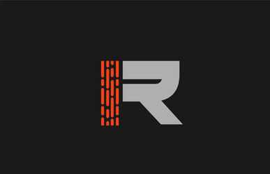 letter r orange grey dots alphabet for company vector image