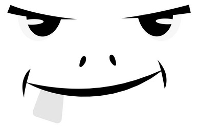 troll funny face smiling monster black icon vector image