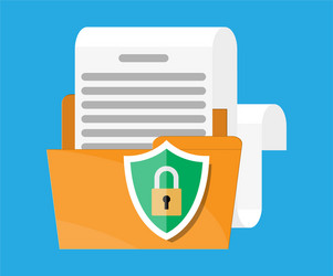 folder with document paper roll shield lock vector image