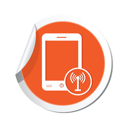 phone communication icon orange sticker vector image