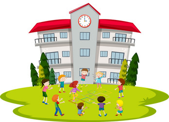 Students playing at school vector