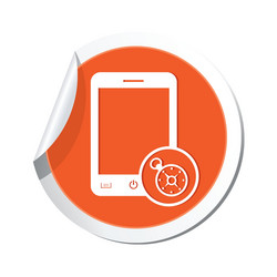 phone compass icon orange sticker vector image