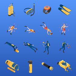 diving isometric icons set vector image