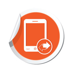 Phone errows icon orange sticker vector