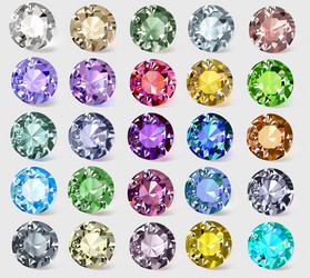 Set of precious stones different colors vector