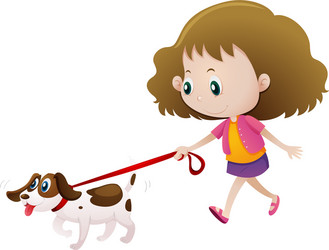 Girl walking dog alone vector