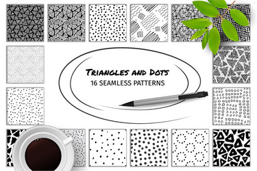 hand drawn seamless abstract patterns vector image