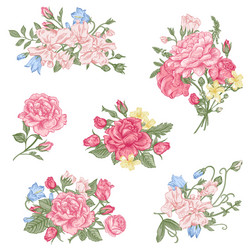 set of floral design elements vector image