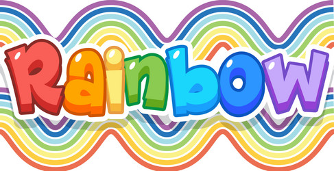 rainbow word logo on wave background vector image