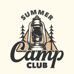 logo design summer camp club with camping lantern vector image