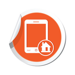 Phone home icon orange sticker vector