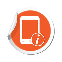 Phone information icon orange sticker vector