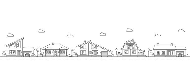 neighborhood houses buildings line concept vector image