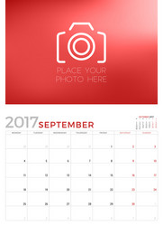 Wall calendar planner template for september 2017 vector