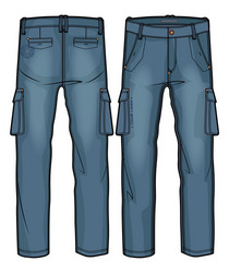 denim cargo pants with large side pockets vector image