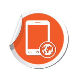 Phone map icon orange sticker vector