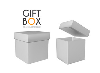 3d realistic gift box with gold bow opened vector image