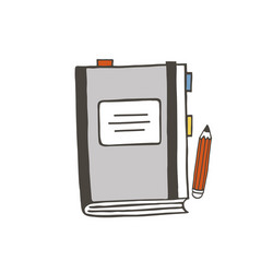 Grey notebook and pencil vector