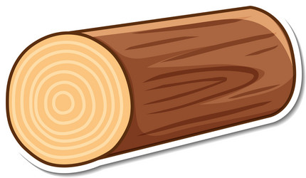 sticker wooden log on white background vector image