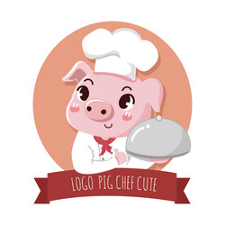 logo chef pig vector image