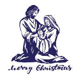 christmas story mary joseph and the baby jesus vector image